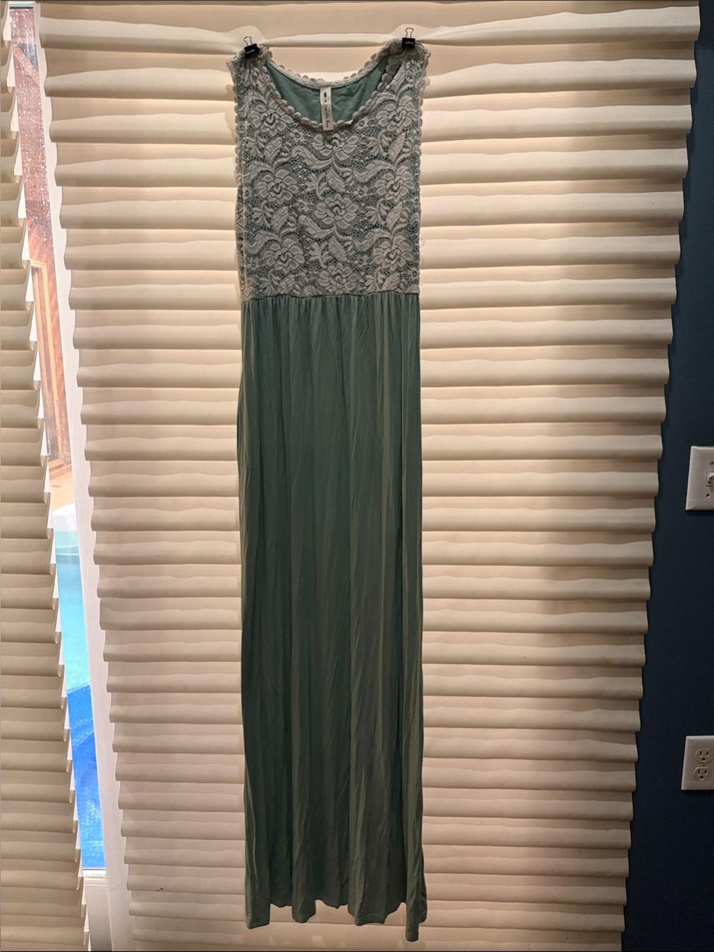 Vanilla Bay Sage Green Lace Top Maxi Dress